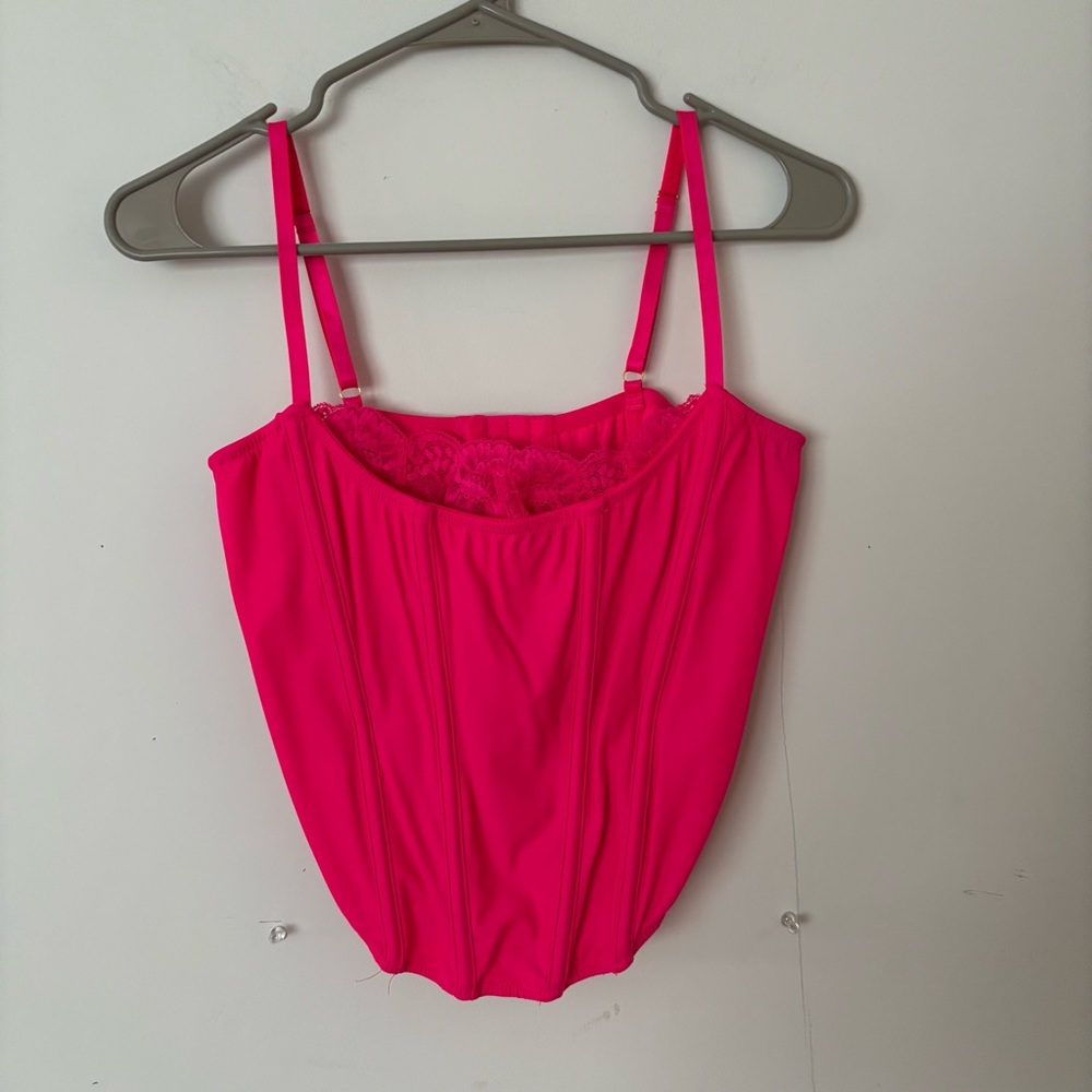Women’s Hot Pink Lace-Trim Camisole Top